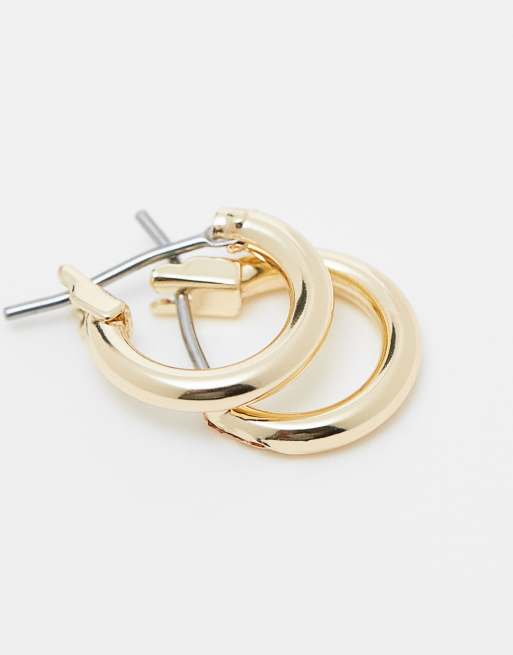 Faded Future thin huggie hoops earrings in gold ASOS