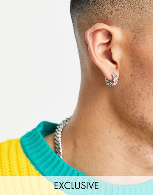 Faded Future twist detail huggie earrings in silver