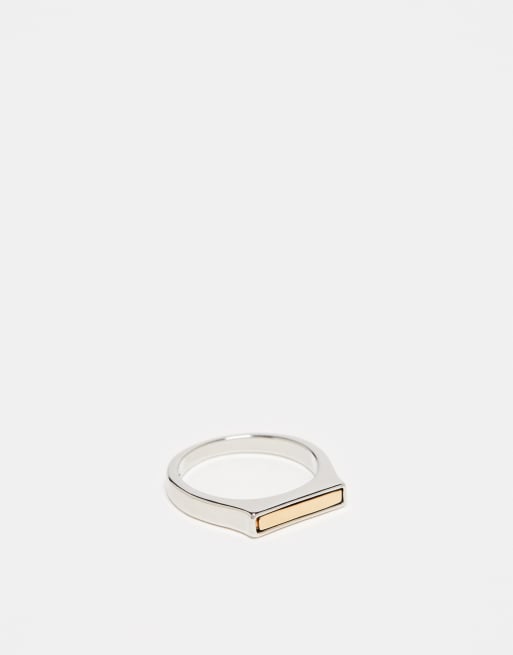 Faded Future two tone bar ring in silver | ASOS