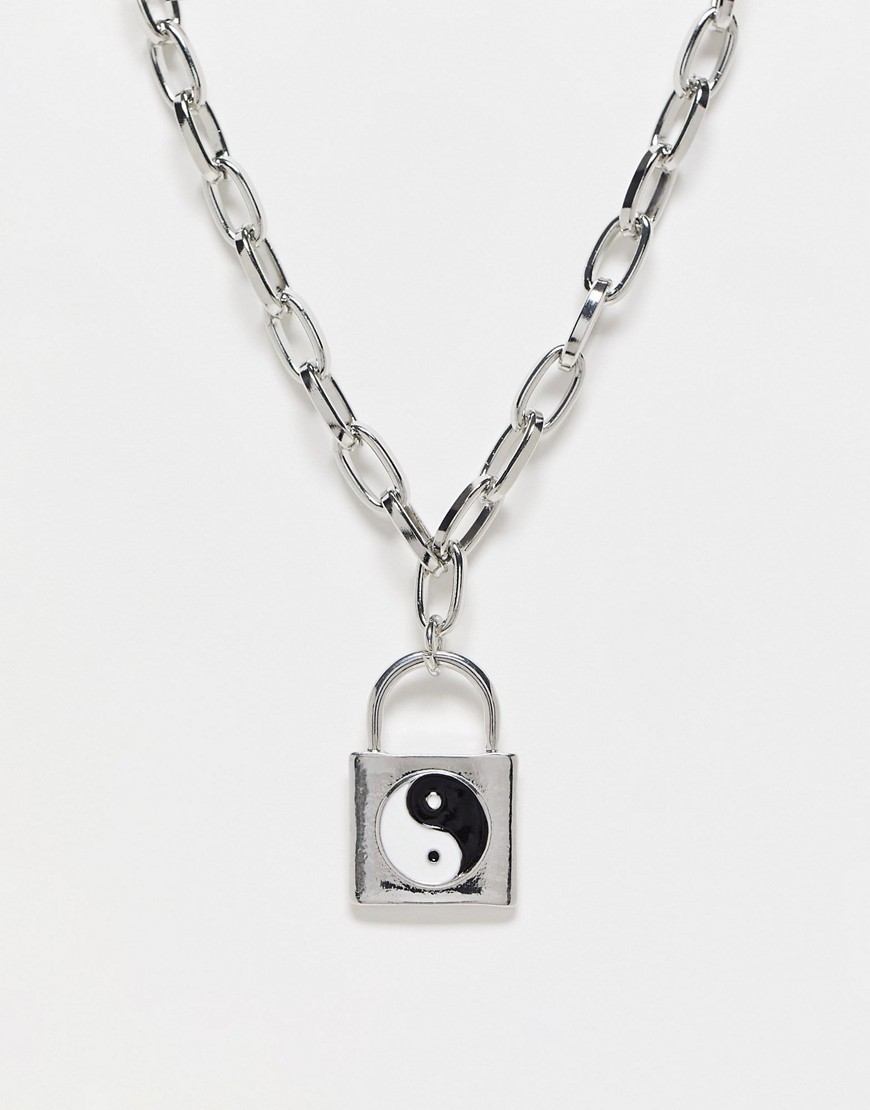 Faded Future yin yang padlock necklace in silver