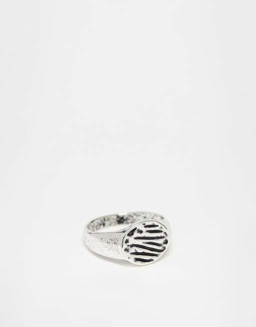 Faded Future - Zegelring met textuur in zilver
