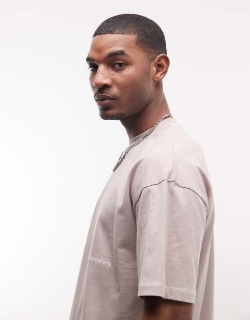 Faded Store - Beige T-shirt med logo, 4 af 5