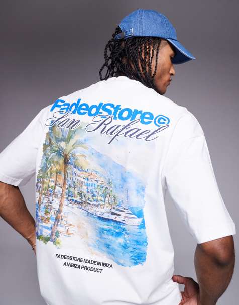 Faded Store graphic back print t-shirt in white
