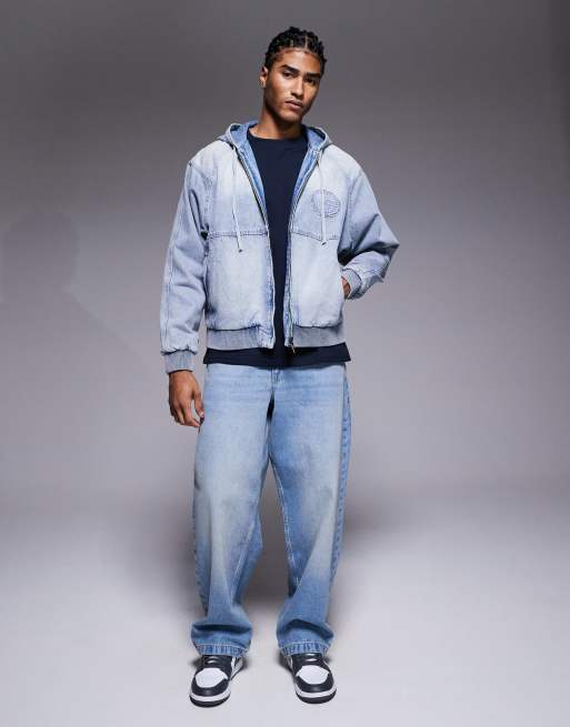 Faded Store - Blå denimjakke med for og hætte, 2 af 5