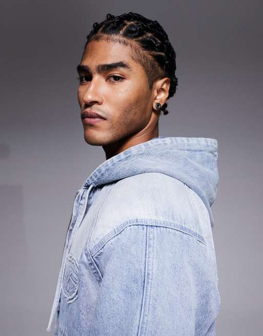 Faded Store - Blå denimjakke med for og hætte, 4 af 5