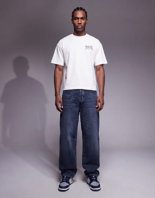 Faded Store black lettering back and front prints cropped tee in white, 5 of 5