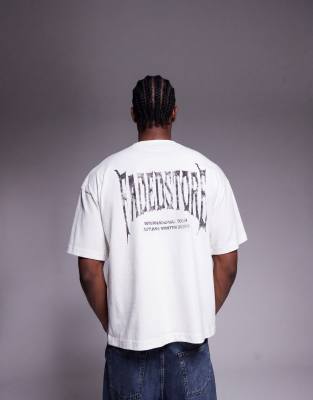 Faded Store Faded Store blackletter back print cropped tee in white