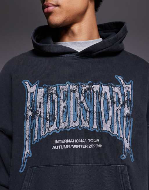 Faded Store – Bluza z kapturem i ciemnym napisem, w spranym kolorze czarnym, 5 z 5