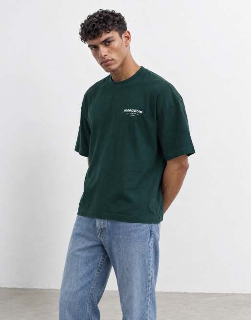 Faded Store - Camiseta verde oscuro con estampado de dados en la espalda, 7 de 8