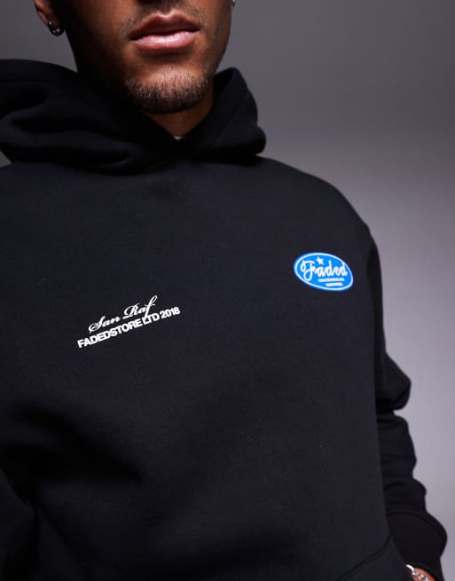 Faded Store contrast script logo back print hoodie in black, 2 of 4