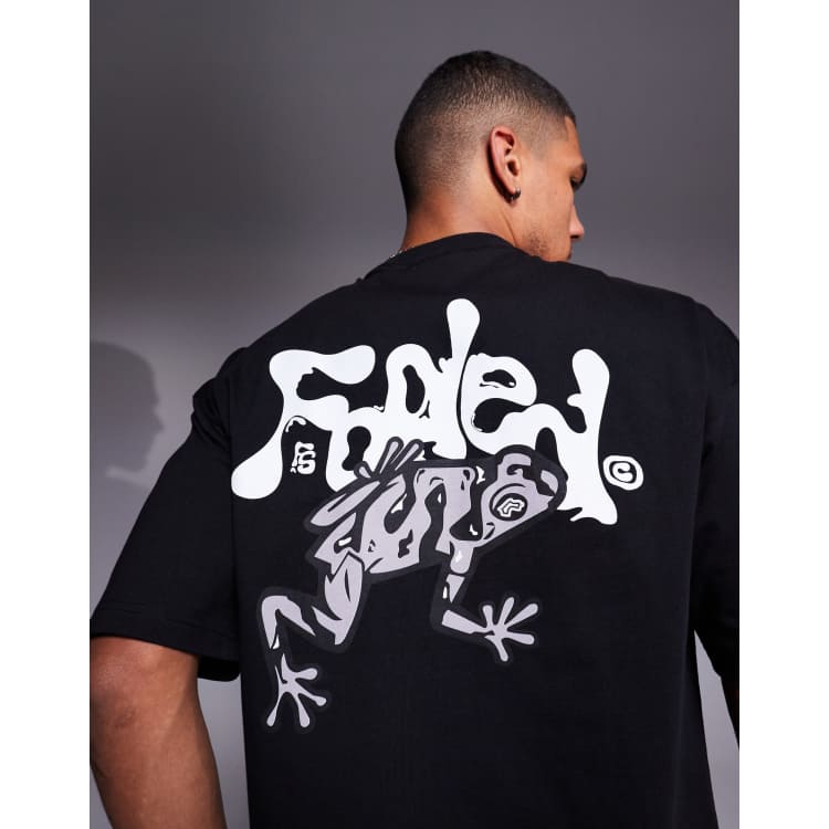 Faded Store contrast toad motif back print t-shirt in black | ASOS
