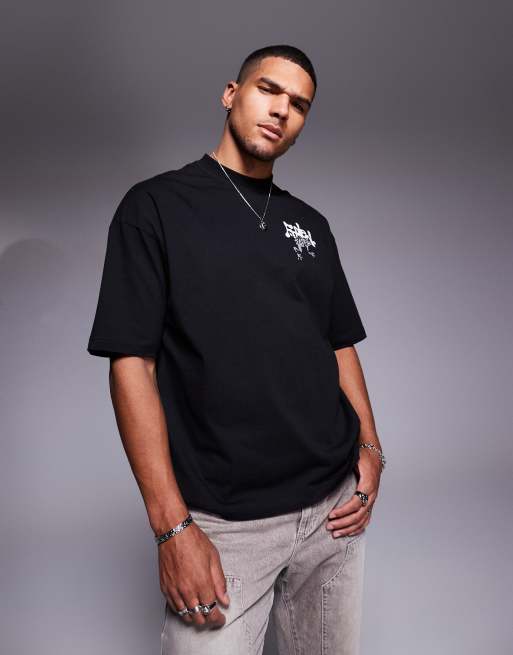 Faded Store contrast toad motif back print t-shirt in black, 2 of 4