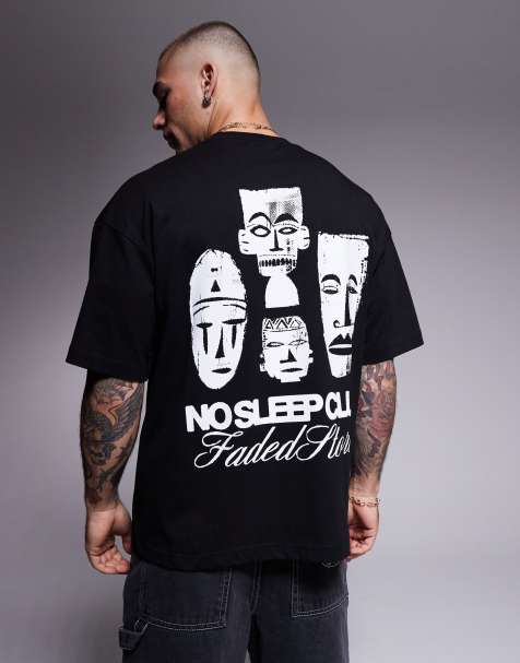Faded Store – Czarny T-shirt z grafiką z twarzą na plecach - view 1