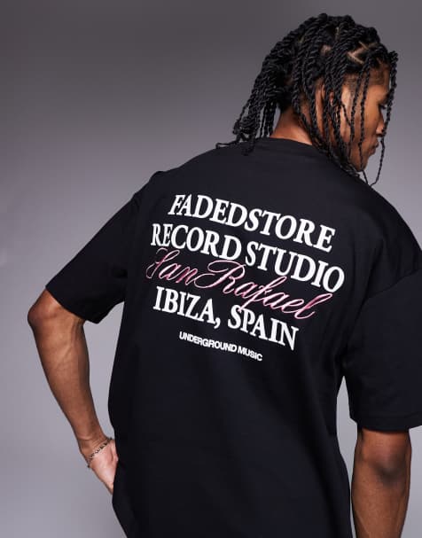 Faded Store studio motif back t-shirt in black