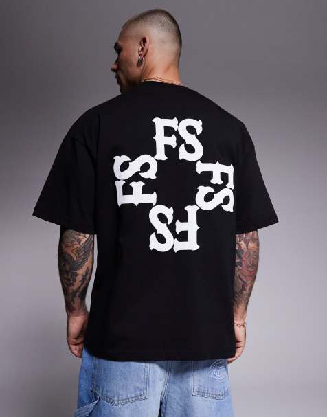 Faded Store monogram back print t-shirt in black