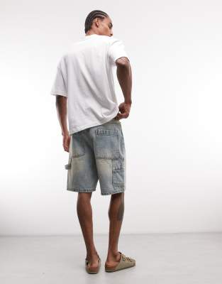 Faded Store Denim Carpenter Shorts In Blue