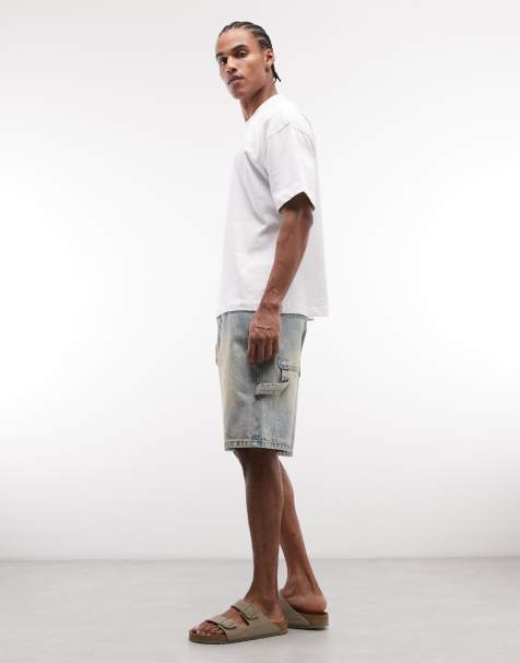 Faded Store denim carpenter shorts in washed blue - view 1