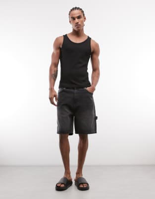 Faded Store Denim Carpenter Shorts In Gray