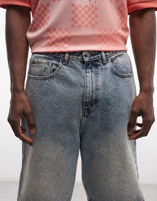 Faded Store denim jorts in washed blue, 4 of 5