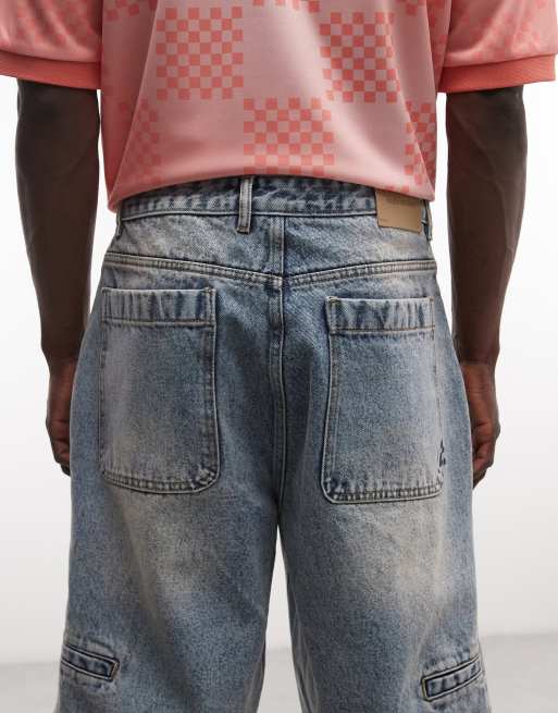 Faded Store denim jorts in washed blue, 5 of 5