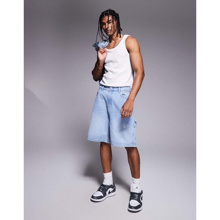 Faded Store distressed denim shorts in blue wash | ASOS