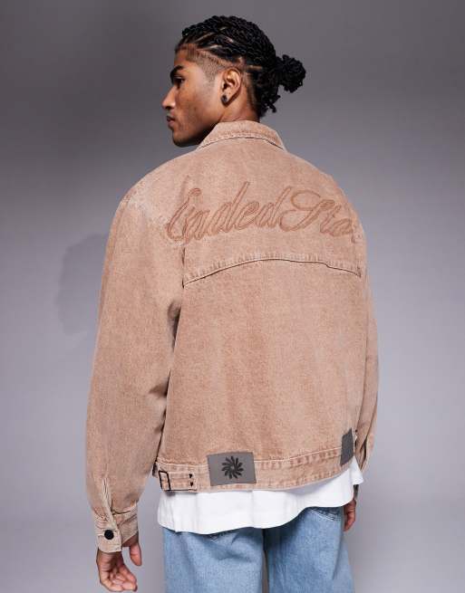 Faded Store - Forvasket brun denimjakke, 3 af 5