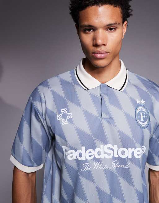 Faded Store - Full Time - T-shirt stile calcio blu , 5 di 5