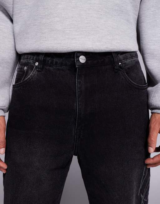 Faded Store gothic embroidery jeans in black, 4 of 5