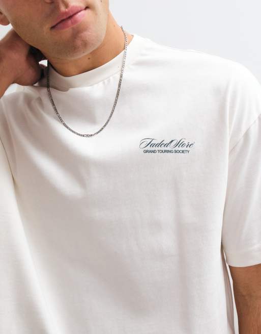 Faded Store grand tour t-shirt à imprimé au dos couleur craie, 4 de 9