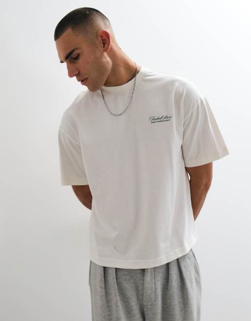 Faded Store grand tour T-shirt met print op de rug in krijtwit, 2 van 9