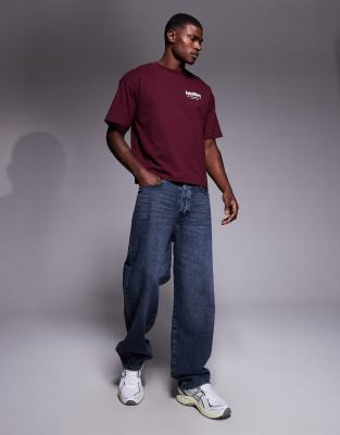 Faded Store Graphic Back And Front Prints Tee In Red