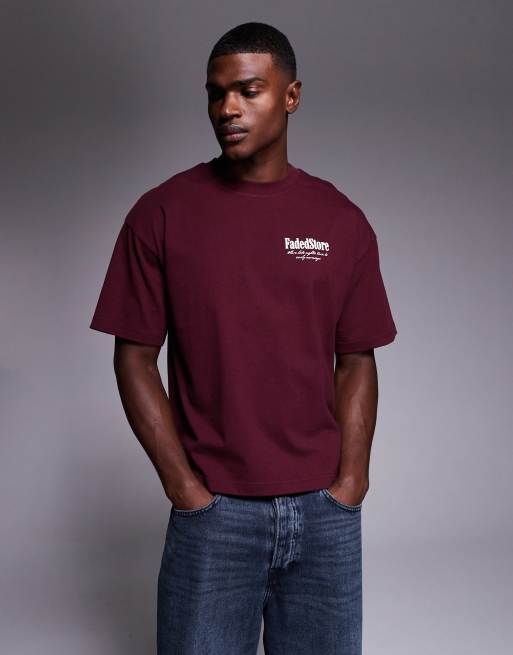 Faded Store graphic back and front prints tee in red, 3 of 5