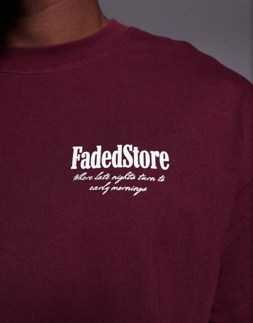 Faded Store graphic back and front prints tee in red, 5 of 5