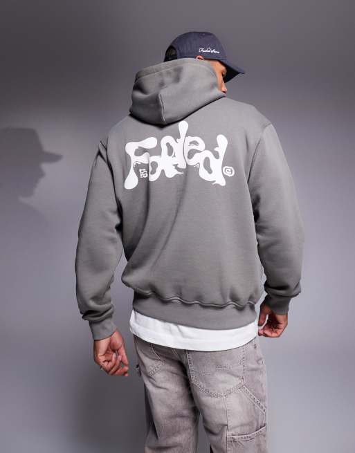 Faded Store - Hoodie met contrasterende vloeibare logoprint op de achterkant in olijfgroen