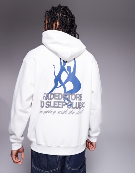 Faded Store - Hoodie met grafische dansprint op de achterkant in gebroken wit