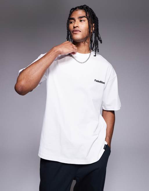 Faded Store - Hvid T-shirt med grafisk pool-print på ryggen, 2 af 4
