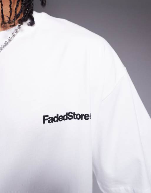 Faded Store - Hvid T-shirt med grafisk pool-print på ryggen, 3 af 4
