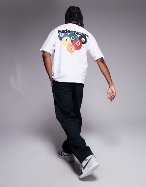 Faded Store - Hvid T-shirt med grafisk pool-print på ryggen, 4 af 4