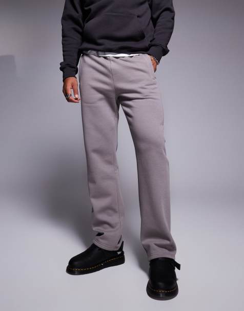 Faded Store - Joggingbroek met wijde pijpen in asgrijs - view 1