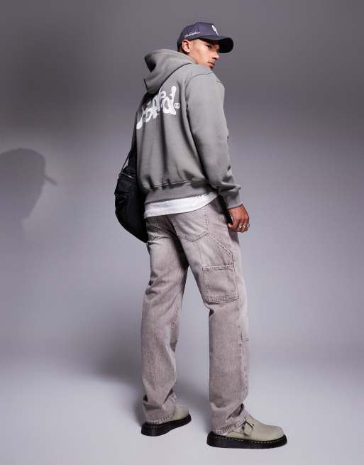 Faded Store – Kapuzenpullover in Olivgrün mit farblich abgesetztem Logo in Liquid-Optik am Rücken, 3 von 5