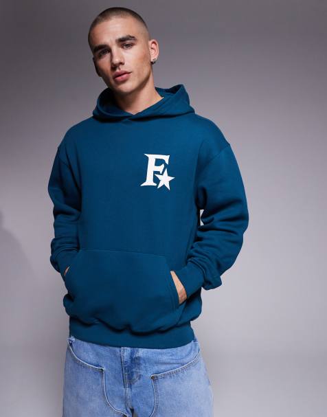 Faded Store – Kapuzenpullover in staubigem Blaugrün mit Stern-Logo aus 320 g schwerem Material - view 1