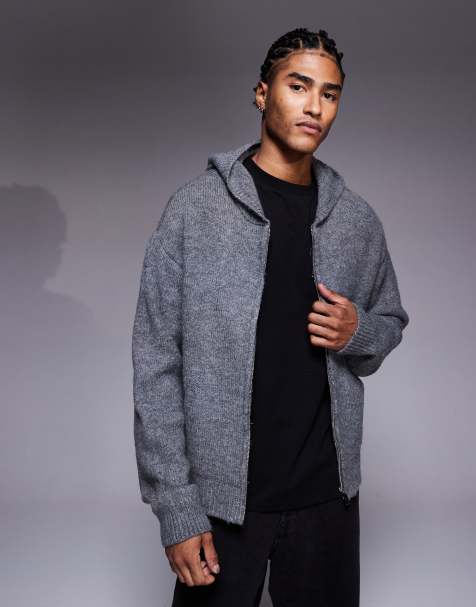 Faded Store knit zip-up hoodie in gray - view 1