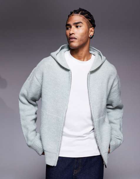 Faded Store knitted zip-up hoodie in green - view 1