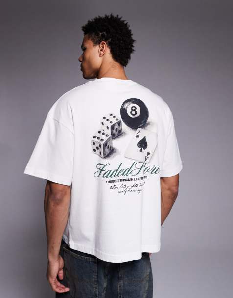 Faded Store late nights back print tee in beige