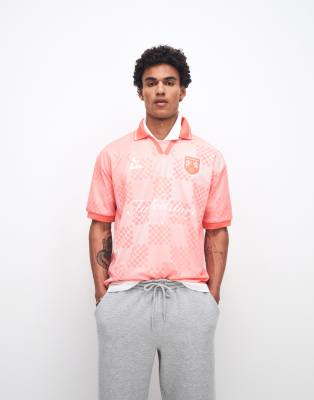 Faded Store Logo Soccer Jersey With Contrast Collar In Orange