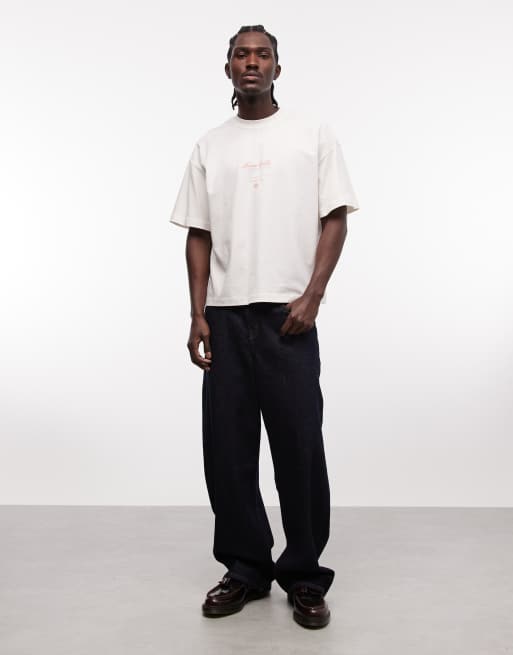 Faded Store logo t-shirt with ibiza hills back and chest prints in chalk, 3 of 5
