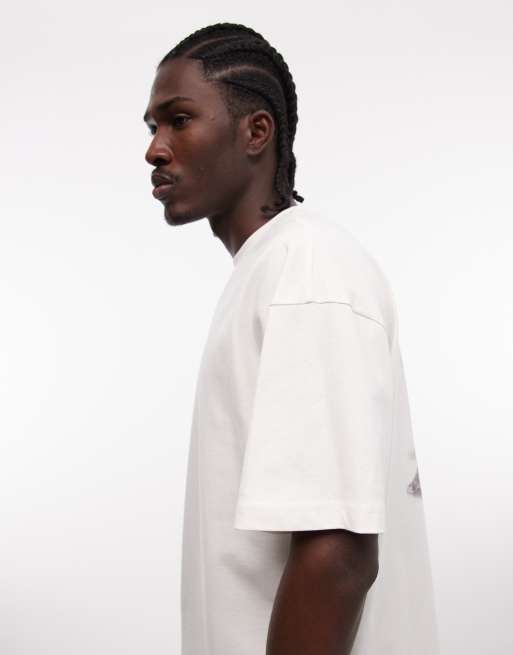Faded Store logo t-shirt with ibiza hills back and chest prints in chalk, 4 of 5