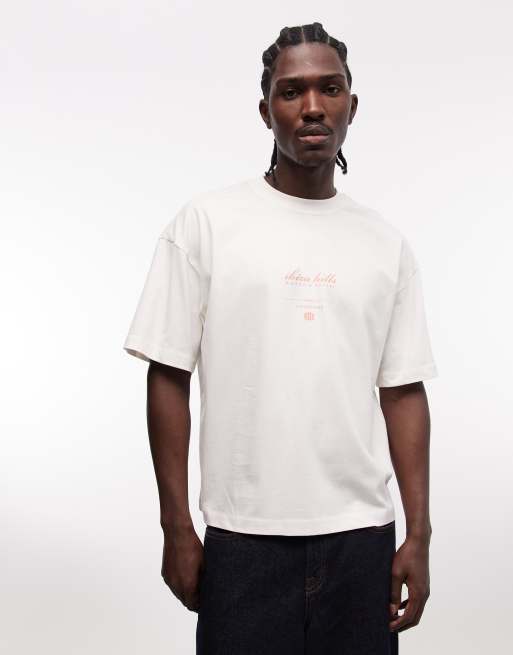 Faded Store logo t-shirt with ibiza hills back print in chalk, 2 of 5