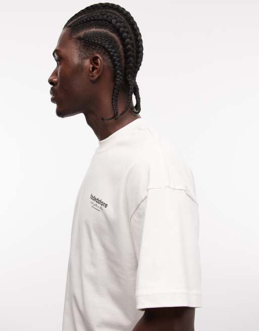 Faded Store logo t-shirt with old fashioned back print in chalk, 2 of 5