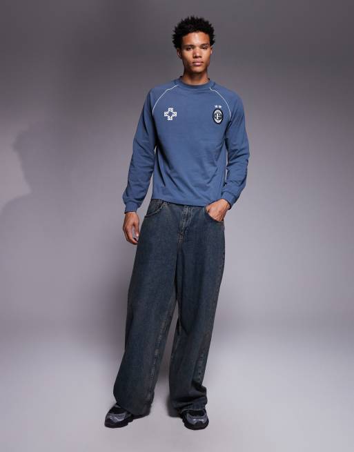 Faded Store long sleeve  football jersey in blue, 2 of 5